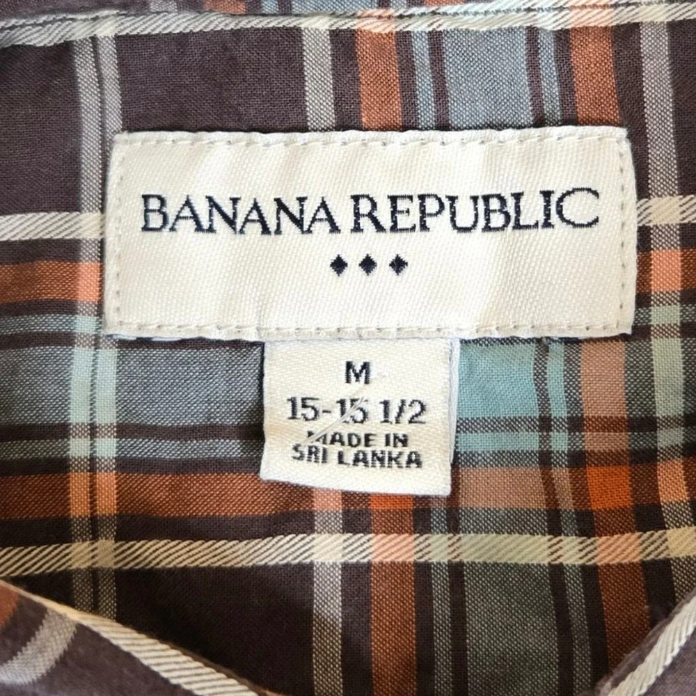 Banana Republic Mens Preppy Plaid Shirt Size M Office Career Button Down‎ Cotton